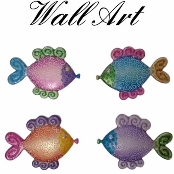 Tropical Fish Wall Art Decor Colorful Beach Theme Painted Multicolor Handmade - Picture 1 of 7